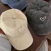 New Embroidery Peach Heart Spring/Summer Hat Adjustable Casual Baseball Caps Wash Denim Streetwear Hats for Women Men Couple