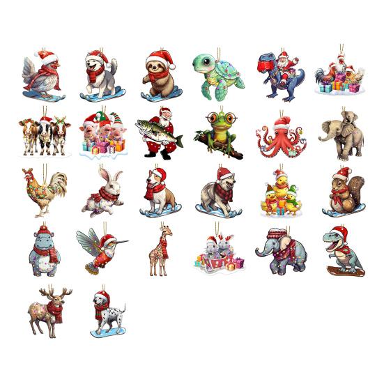 Рождественские украшения Мультяшные животные Санта лось слон подвесное украшение акриловый кулон с шнурком для домашнего декора елки