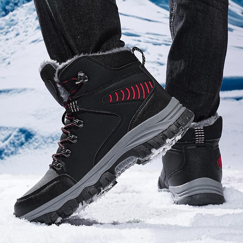Men Winter Snow Boots Fashion Waterproof Sneakers Super Warm Brand Boots Outdoor Male Plush Hiking Boots Work Shoes Size 39-48