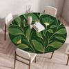Waterproof Oil Proof Round Plastic Tablecloth With Elastic Edge Botanical Print Table Cover 60 To 140cm