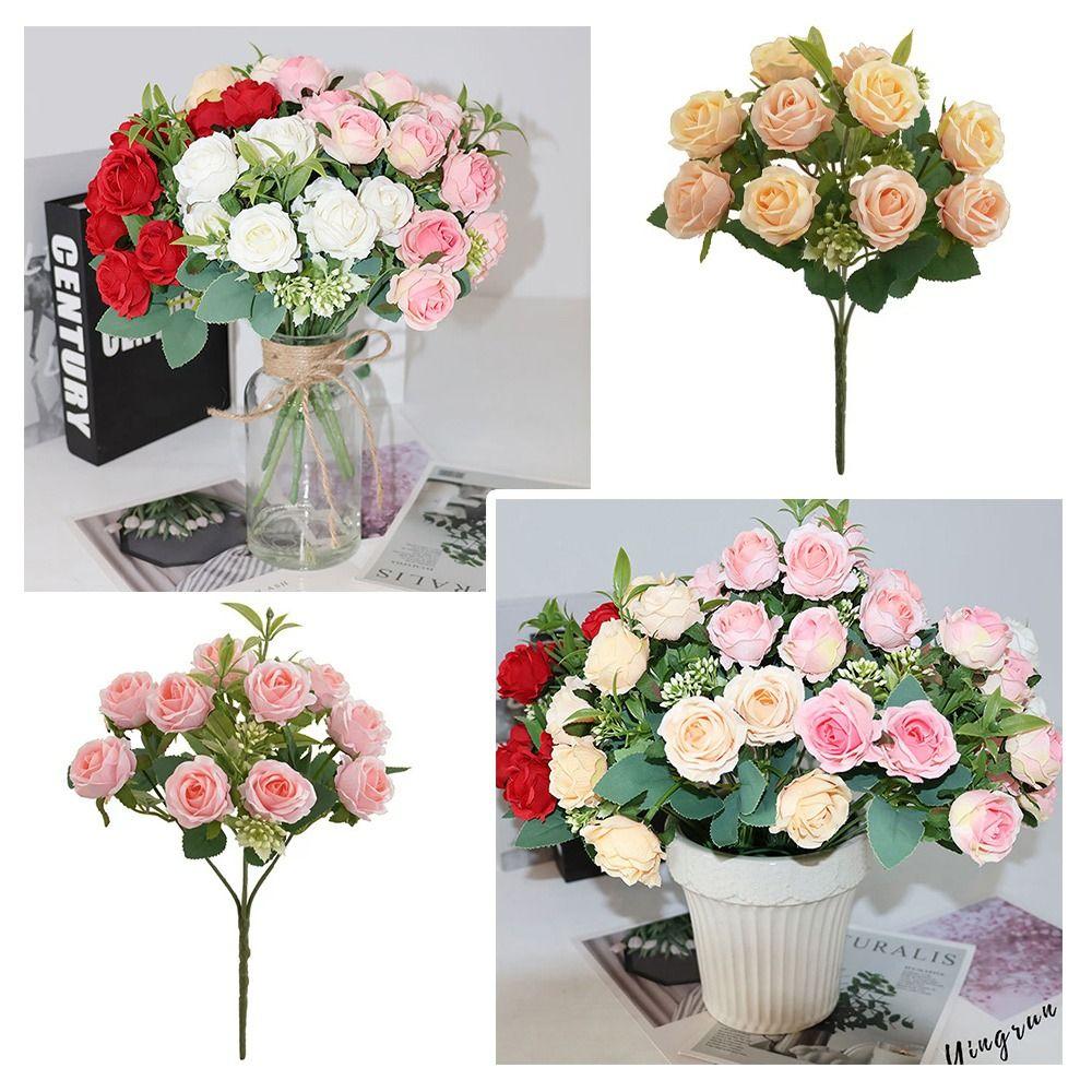 Multicolor Rose Artifcial Flower 10 Heads Floral Arragement Faux Flower Rose Party Supplies