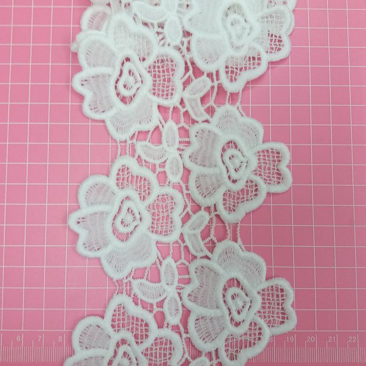 White Bilateral Milk Silk Water-Soluble Embroidery Lace, Lace Hollow Embroidery Barcode Women'S Dress Accessories