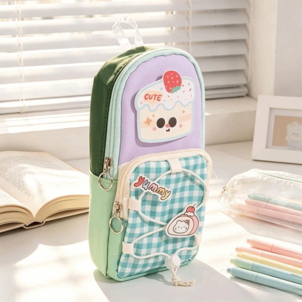 Large Capacity Pencil Case Color-Blocked Stationery Bag Mini Pen Bag Gifts