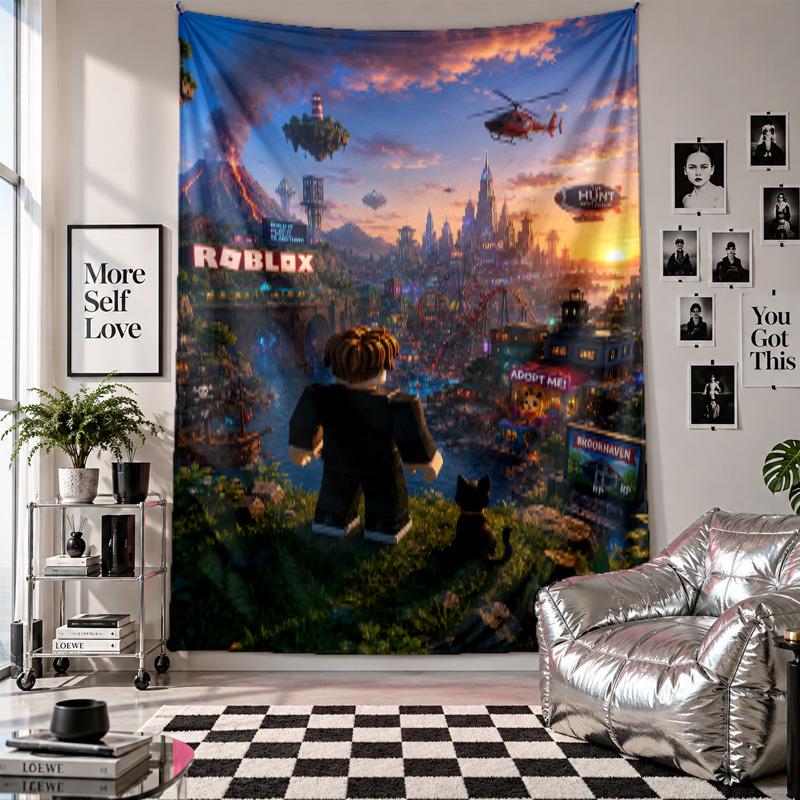 Wall TapestryRoblox Art Hanging Cloth Decorative Background Cover for Room Decoration