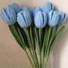 6 Pcs Bouquet Fake Tulips Artificial Flower for Decoration Tulip Crochet Forever Flowers Bouquet for Table Decor Handmade with Stem & Leaf Tulip