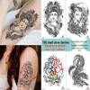 Geisha Tattoo Stickers: Waterproof Half Sleeve Arm Tattoo for Men & Women, Black & White Animal Totem Design