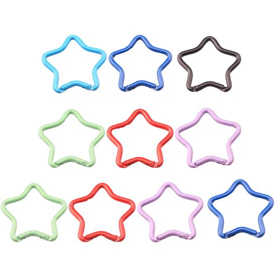 10 шт. Разноцветные карабины в форме пятиконечной звезды, карабинные крючки из алюминиевого сплава, аксессуары для DIY, пряжка для брелка для кемпинга, походов