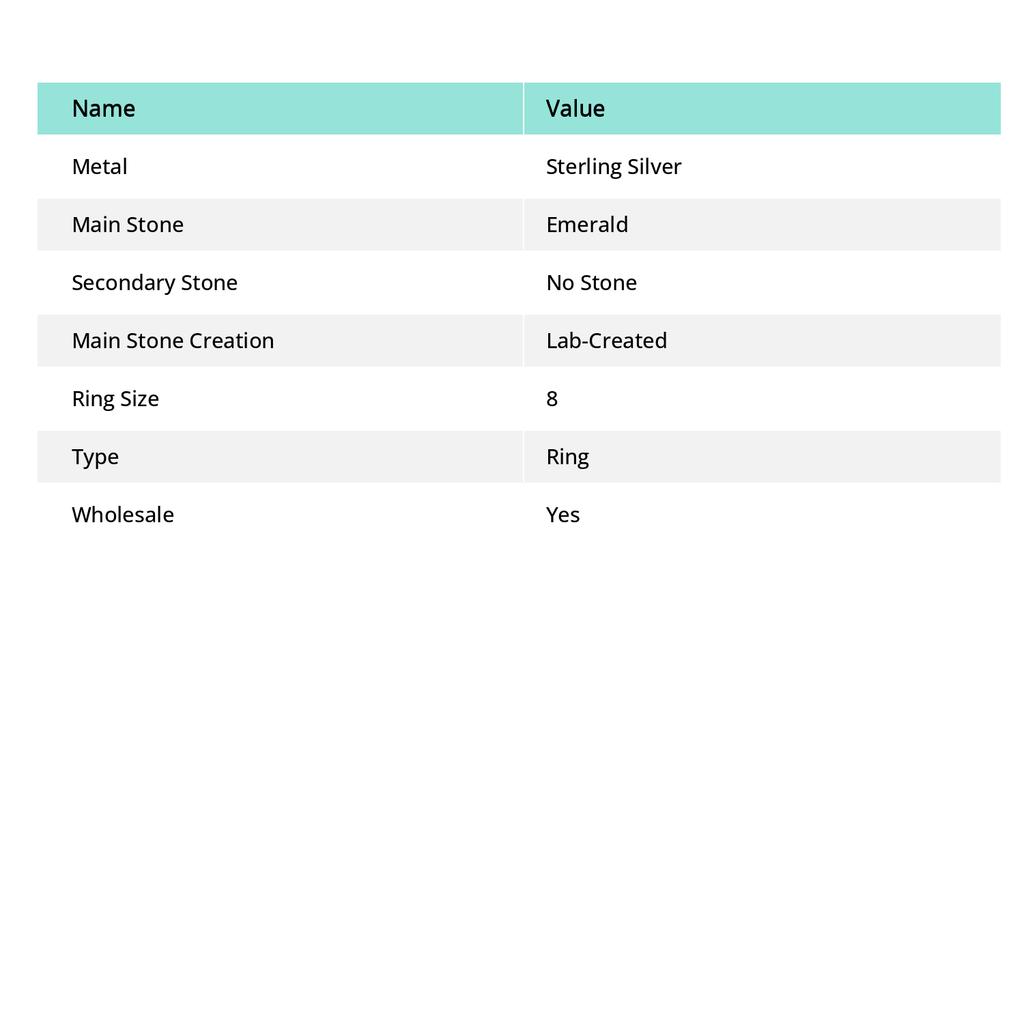Изумруд(Смоделированный) Кольцо из серебра 925 пробы с драгоценными камнями ручной работы, размер 8 j2n96