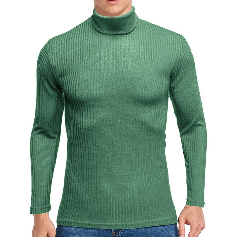 Men's Knitting Bottom Shirt Fashion High Neck Long Sleeve Fitting Versatile T-shirt