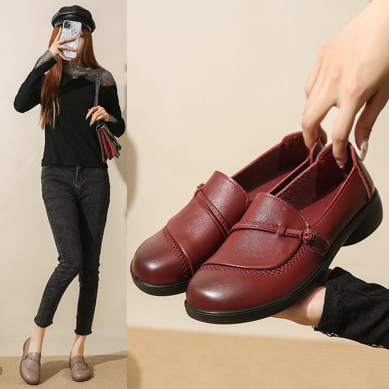 Мягкая подошва, мягкие туфли для мам, элегантные женские туфли больших размеров, дышащие и удобные летом, плоская подошва и не вызывают усталости, однопедальный грех