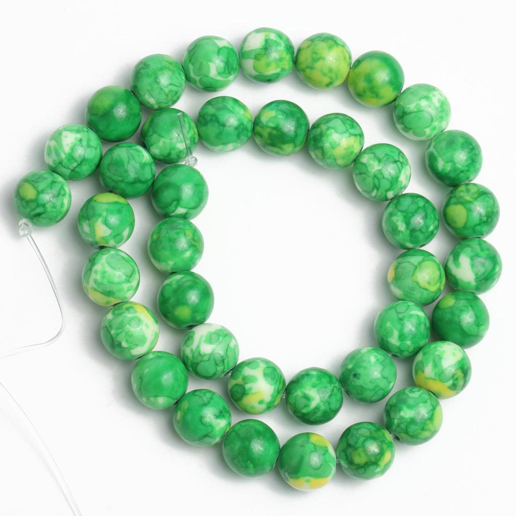 1 нить/пакет 6/8/10 мм натуральный дождь цветок яшма каменная бусина разноцветные круглые свободные бусины для ювелирных изделий DIY серьги изготовление браслетов аксессуары