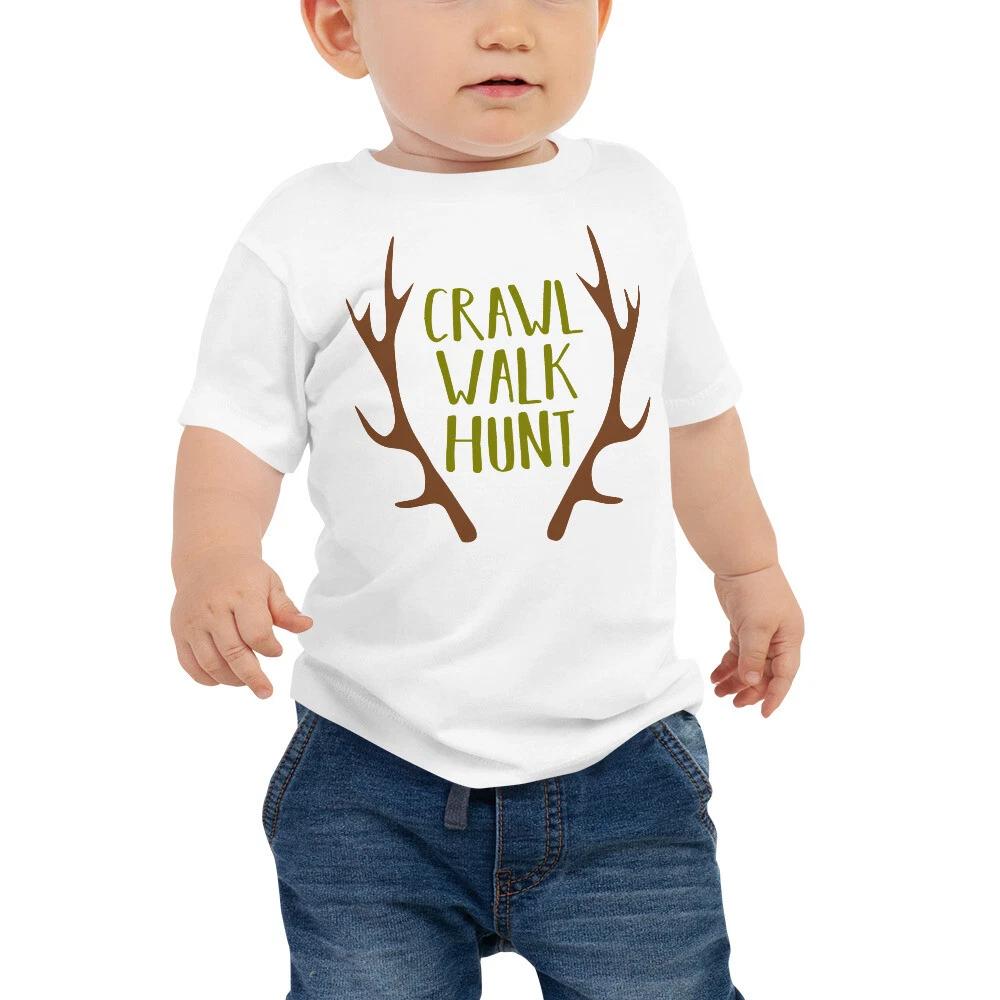Funny Hunting Infant Baby Boy Girl Tee Clothing Outfit , Crawl Walk Hunt T-Shirt