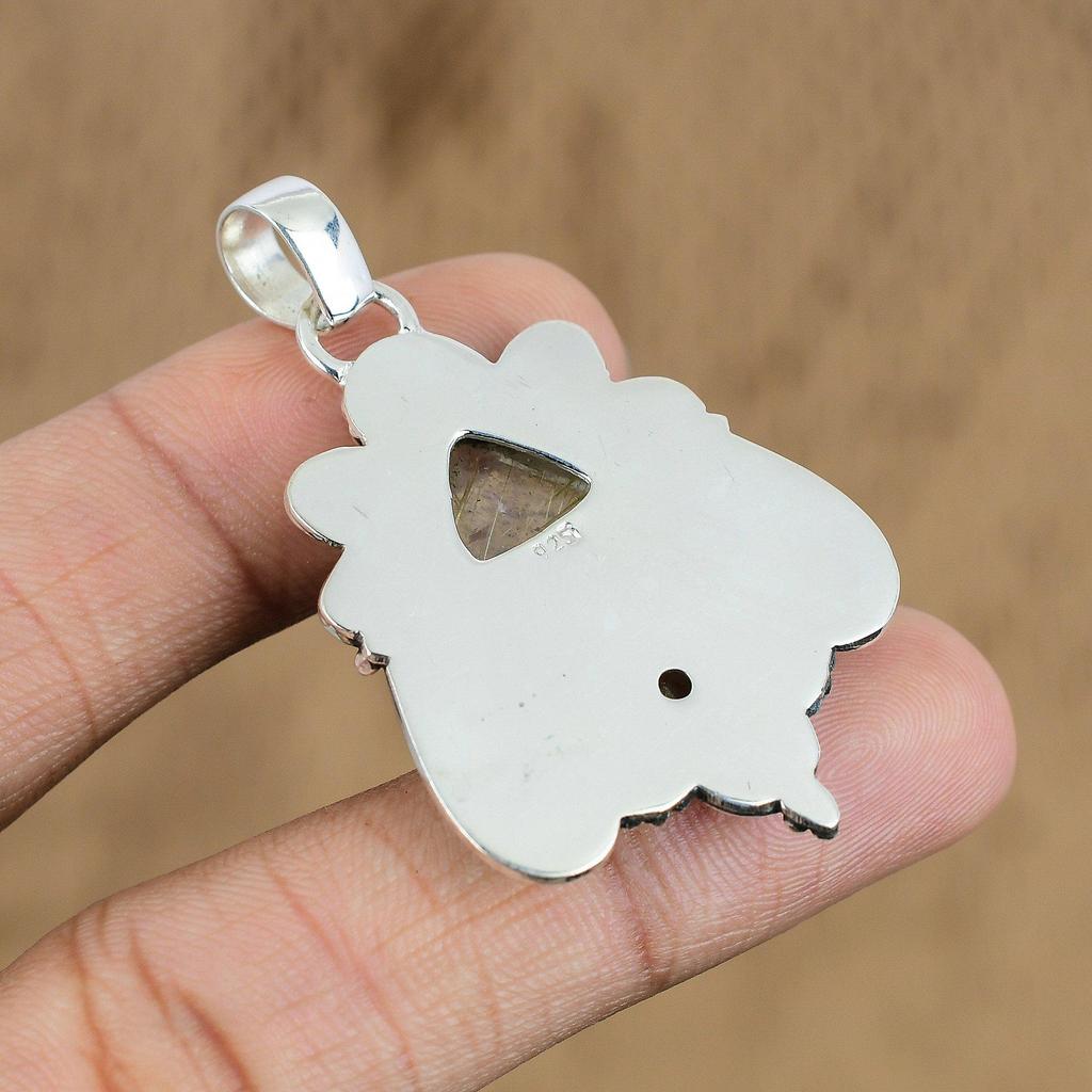 Свадебный подарок для нее Подвеска из стерлингового серебра 925 пробы с натуральным золотистым рутиловым драгоценным камнем