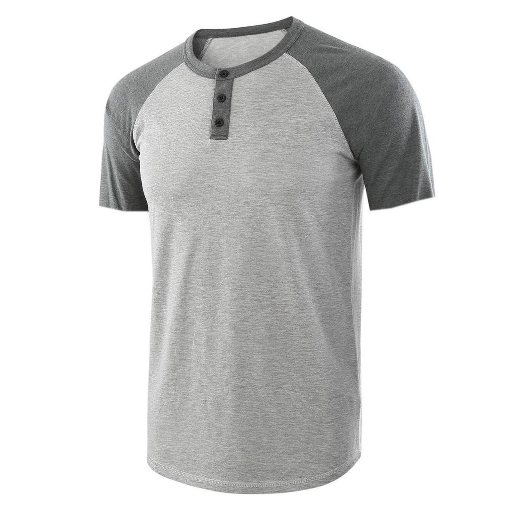 Men  Spring Summer Casual Slim Patchwork Short Sleeve T Shirt Top Blouse