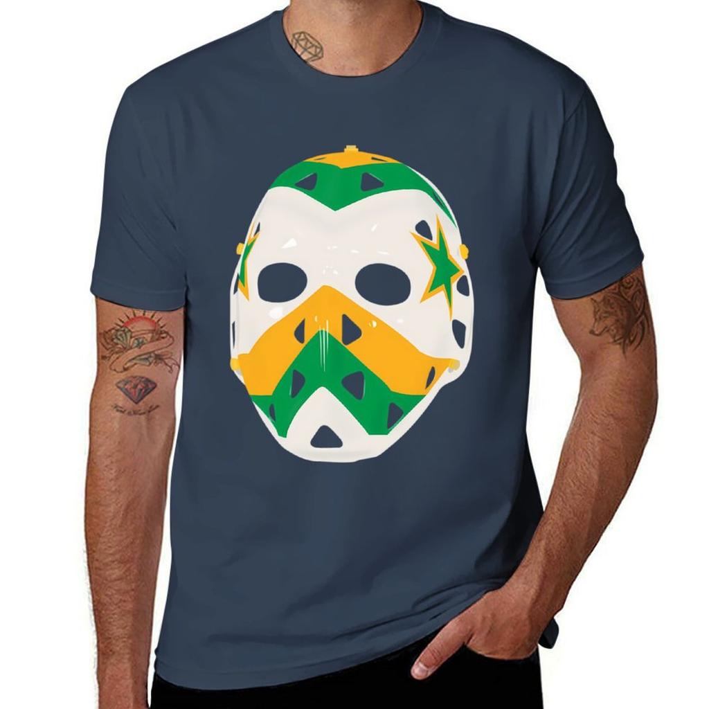 Vintage Goalie Mask Minnesota North Stars Tshirt Plus Size Summer Short Sleeve Tshirt