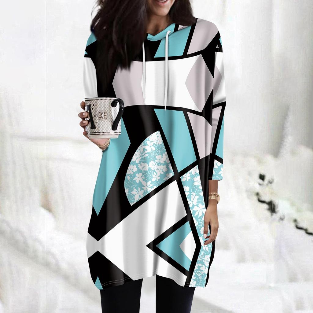 Женские толстовки, повседневные рубашки с рукавами 3/4, модные туники с принтом, топы с карманами