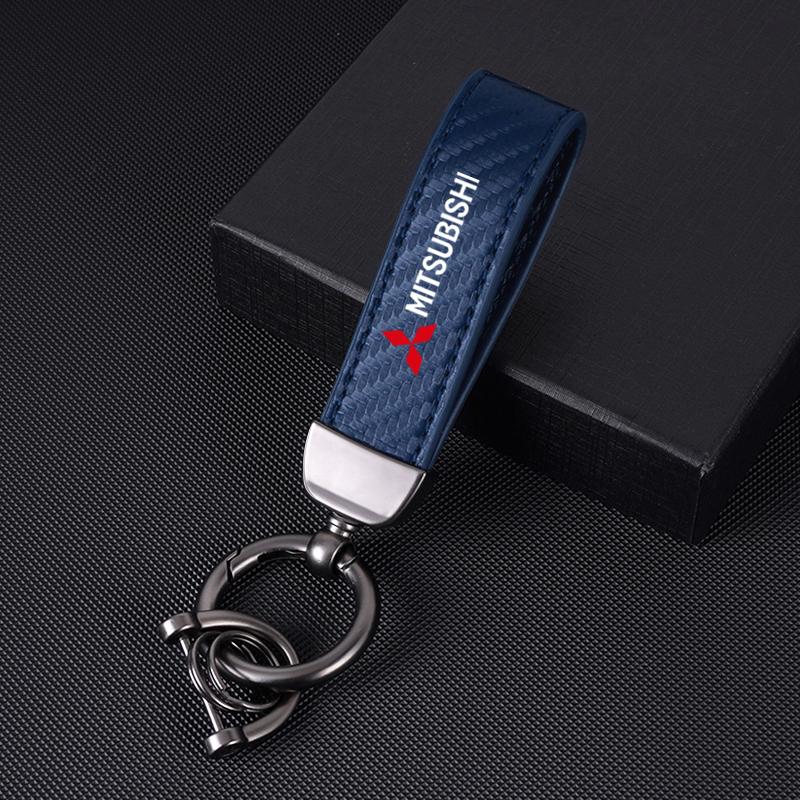 wszm6 Fashion Leather KeyChain Horseshoe Buckle Key Ring Car Key Rings for Mitsubishi Pajero Sport Outlander ASX Lancer Eclipse Cross