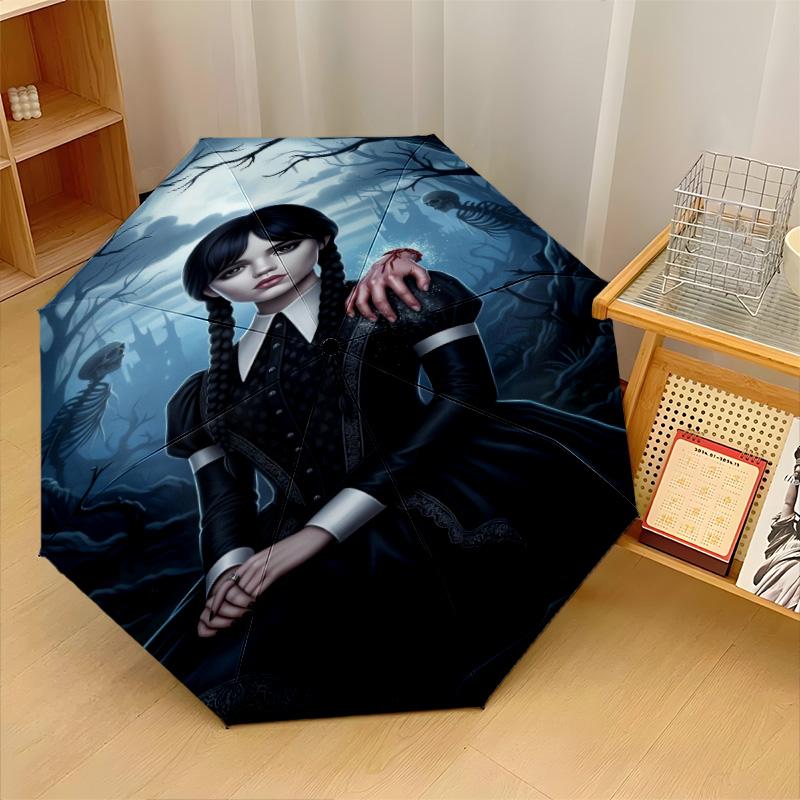 The Addams Family Windproof Auto 8 Rib Folding Umbrella Portable Outdoor Parasol