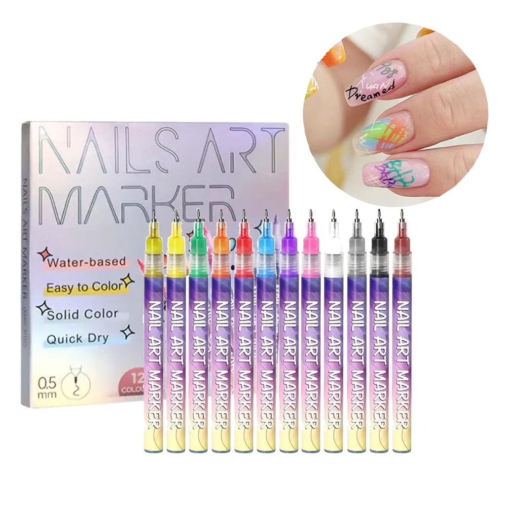 Набор ручек для ногтей из 12 цветов, ручки для акриловых красок для дизайна ногтей, маникюра, украшения своими руками, 1 мл