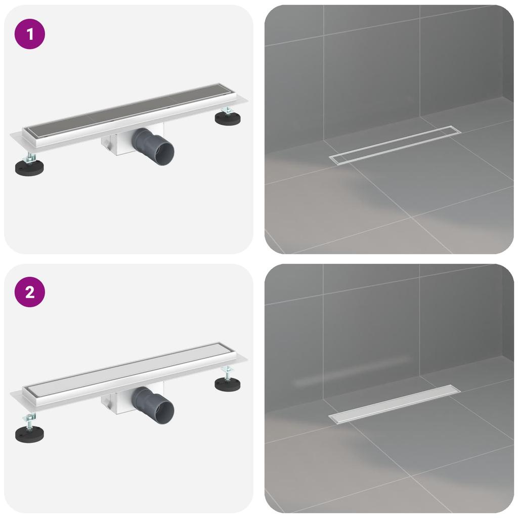 2 in 1 Shower Drain Silver 60 cm Stainless Steel 304