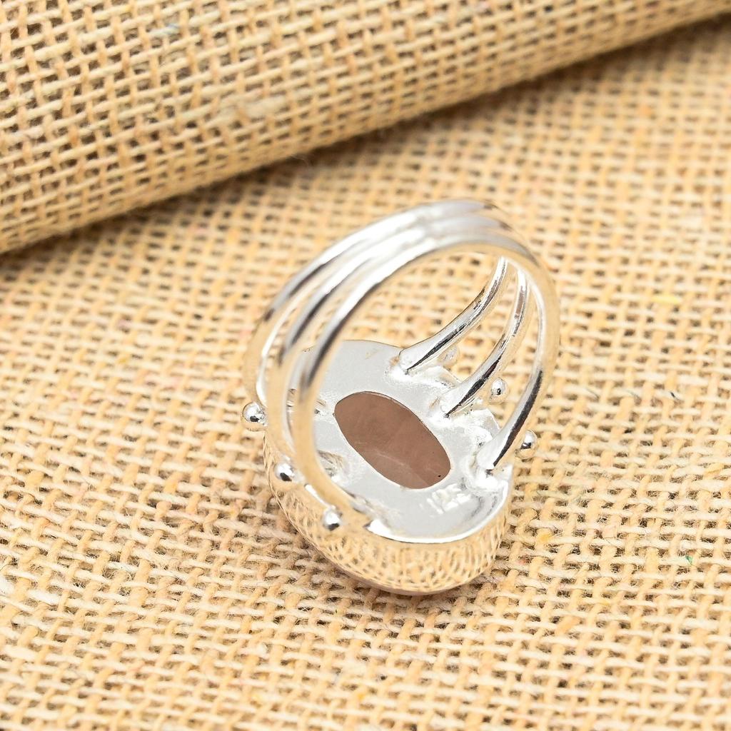 Ювелирное кольцо ручной работы из стерлингового серебра 925 пробы с великолепным розовым кварцем и драгоценным камнем для нее