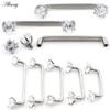 Alisouy 1PC Titanium Heart Star Zircon Threaded Surface Bar Barbell Micro Dermal Anchor Retainers Hide In Skin Piercing Jewelry