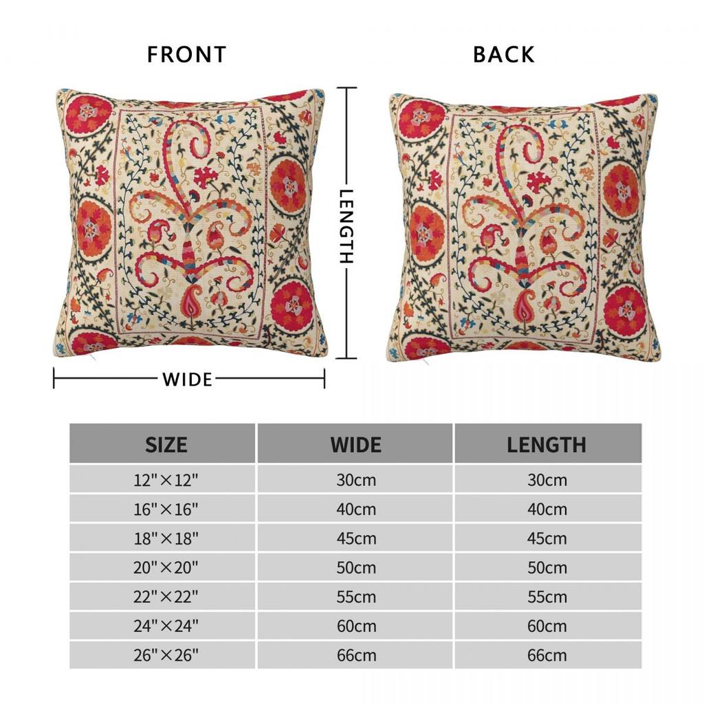 Кермина Сузани Вышивка Узбекистана Квадратная Наволочка Полиэстер Лен Бархатный Узор Декор Чехол для Подушки-Пледа Чехол для Подушки в Комнату