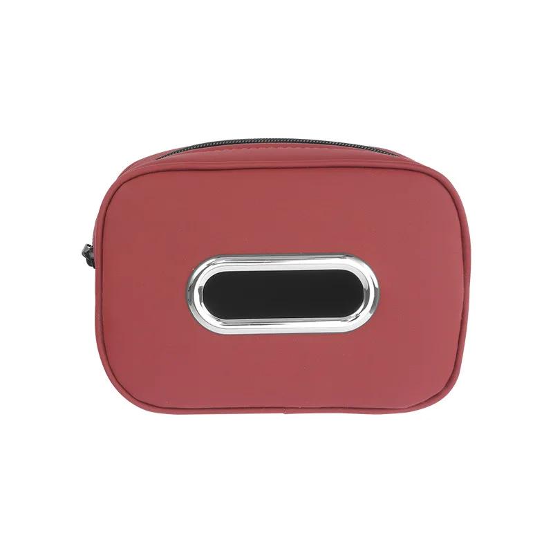 Car Tissue Box Holder Nappa Leather Car Center Console Armrest Napkin Box Sun Visor Backseat Tissue Case with Fix Strap