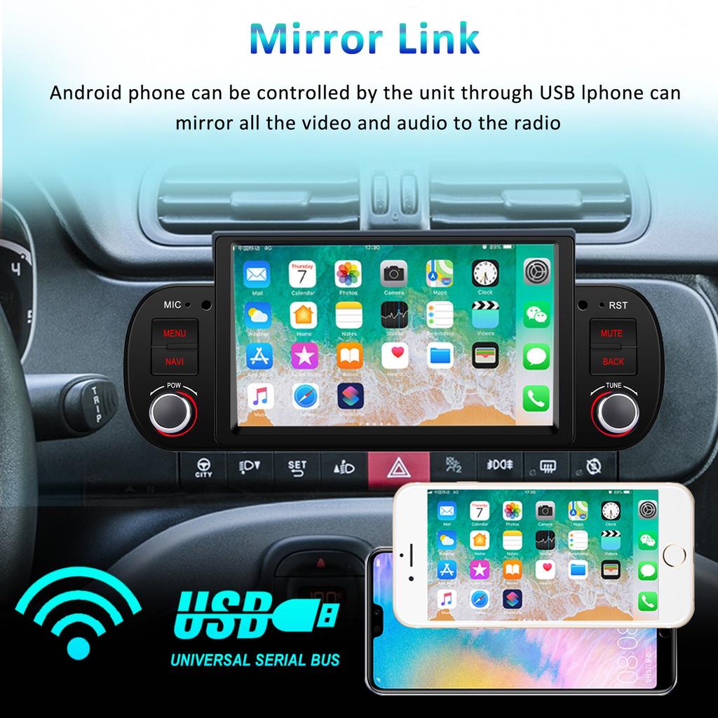 Автомобильное радио мультимедиа для Fiat Panda 2013-2020 Android Видео Стерео Android Auto Carplay GPS НЕТ 1 din DVD 7" Головное устройство