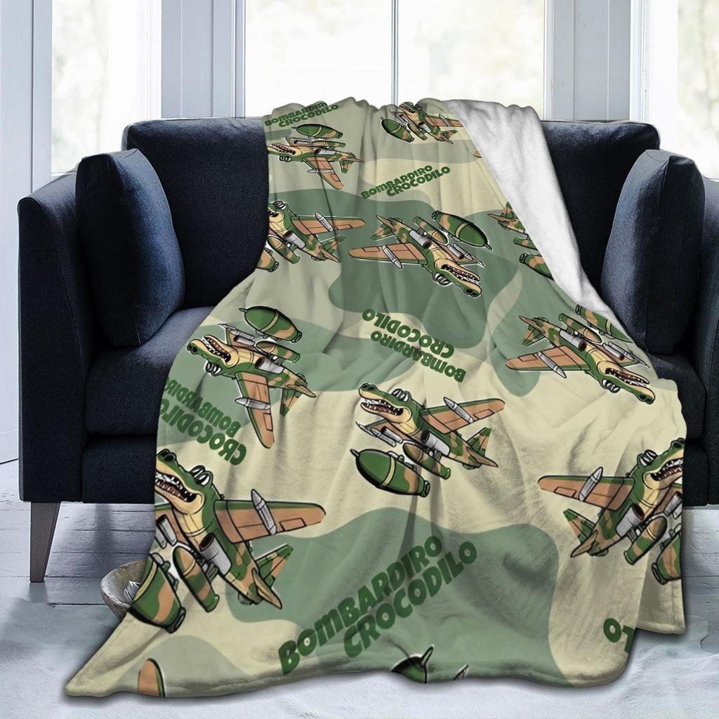 Bombardino Crocodilo Italian Brainrot Blanket Fleece Funny Meme Soft Throw Blankets for Airplane Travel Bedding Quilt