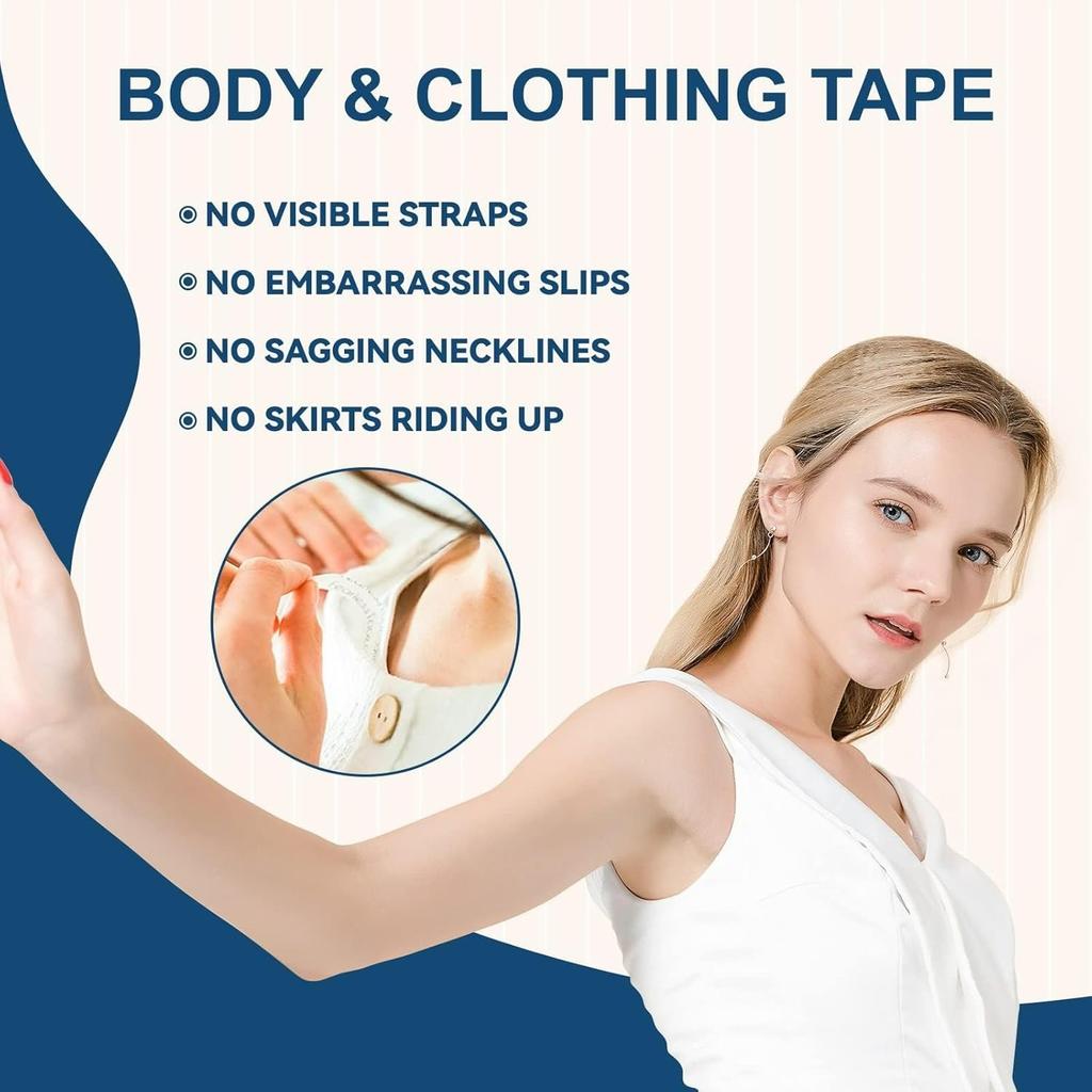 Body & Clothing Tape – Waterproof Double-Sided Tape for Secure Clothing,Waterproof Fashion Clothing Tape 80 Strips (1/2”x3”)