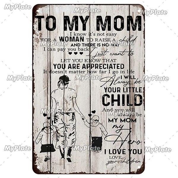 Vintage To My Mom Metal Sign Love Tin Sign Decoration Plaque Home Wall Decor Bar Sign Home Decor Poster Drop Shipping