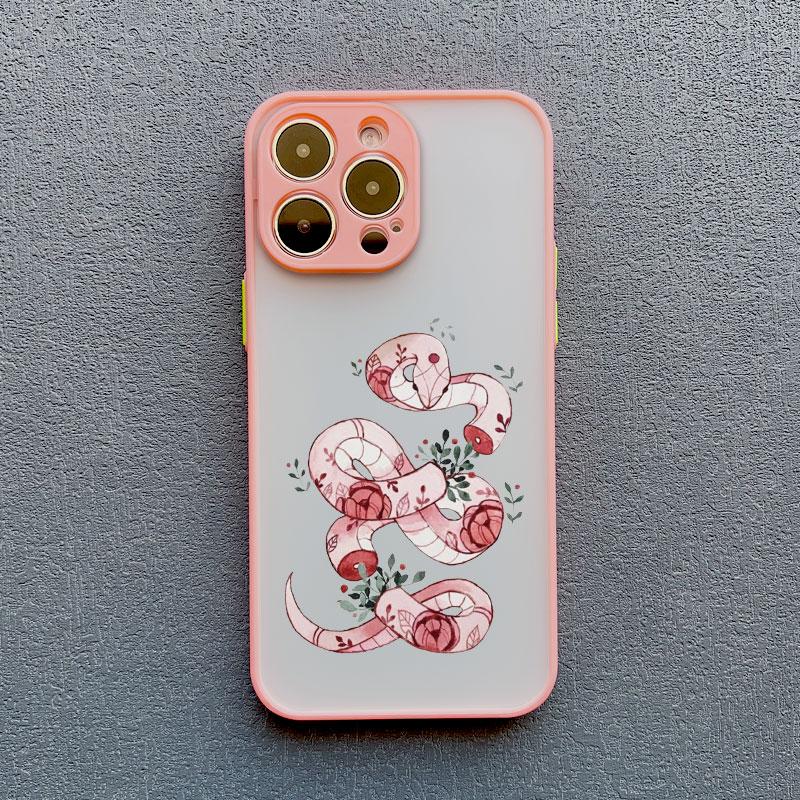 Чехол для телефона с цветочным узором и змеей для IPhone 15 11 14 Pro Max 13 12 Pro Max Mini X XR XS SE2 14 8 7 Plus Ударопрочная задняя крышка Funda