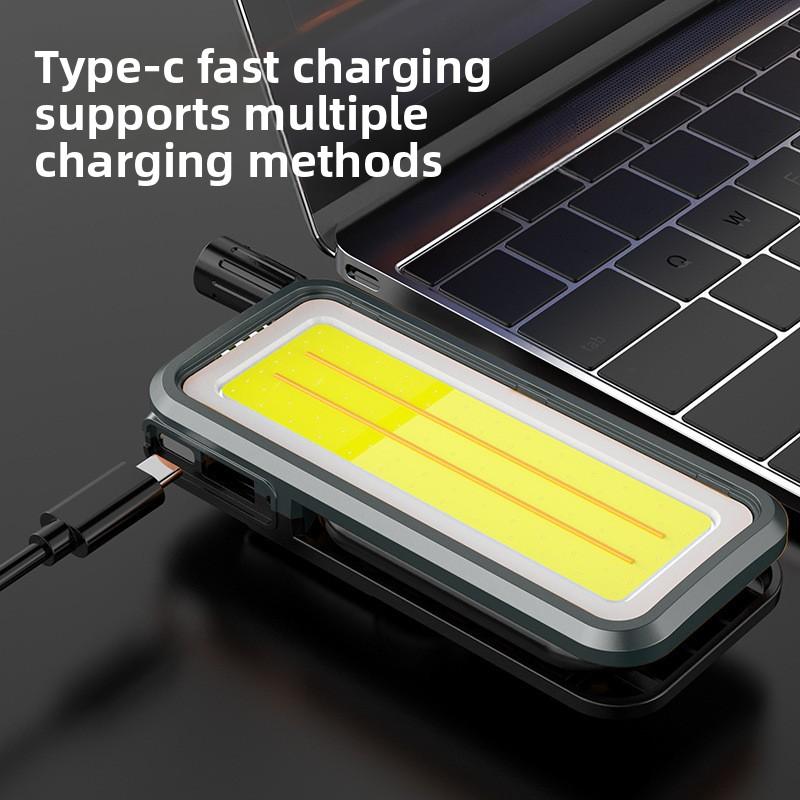 Cross-border New Magnetic ABS Work Light USB Charging COB Light Source Digital Display 360 Flexible Hosemultifunctional Car