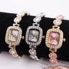 2025 Новые Женские Роскошные Часы Модные Квадратной Формы Женские Бриллиантовые Регулируемый Ремешок Браслет Кварцевые Наручные Часы Relogios Feminino