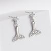 Серьги-пусеты из стерлингового серебра 925 пробы с цирконом в виде хвоста русалки для женщин, девочек, для вечеринок, ювелирные изделия Pendientes eh292