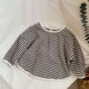 GL-Дети: Корейская весенняя полосатая футболка с длинным рукавом для мальчиков и девочек – повседневная и удобная