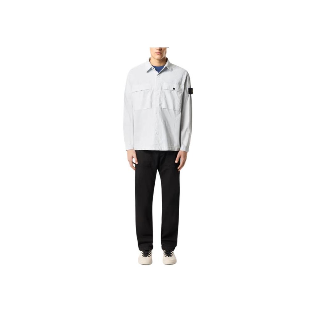 STONE ISLAND Логотип Карман Рукав 3/4 Мужские рубашки Небесно-голубой K1S151200015S0003V0041