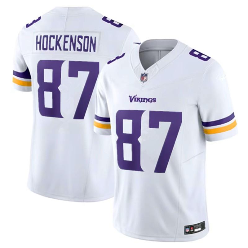 Minnesota Vikings 87 Hockenson Mens Football Jersey Retro Purple White S-3XL