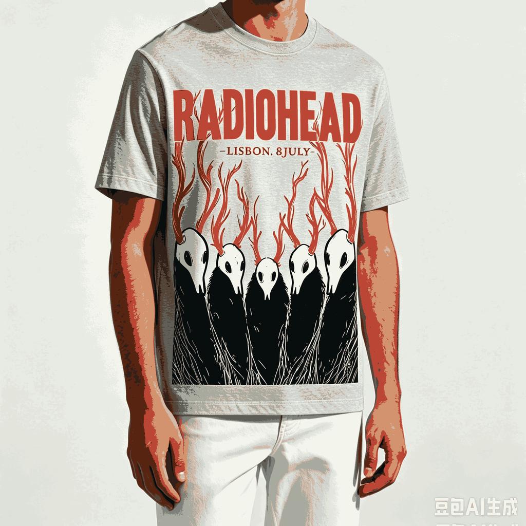Radiohead Футболка в подарок фанату Унисекс Унисекс Харадзюку Оверсайз Унисекс С коротким рукавом Уличная одежда Высокое качество Для пар Удобная футболка