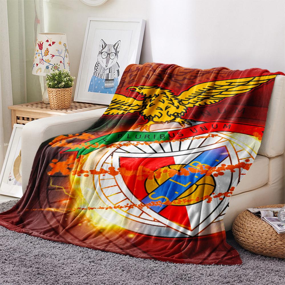 1PC S.L. Benfica Print Flannel Blanket, High quality Comfortable for All Seasons, Home Decor, Warmth and Comfort, Perfect for Christmas Gifts