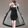 Winter Women Long Parka Detachable Inner Thick Warm Hooded Parka Waterproof Over-the-knee Imitation Mink Fur Inner Windproof Parka with Fur Collar