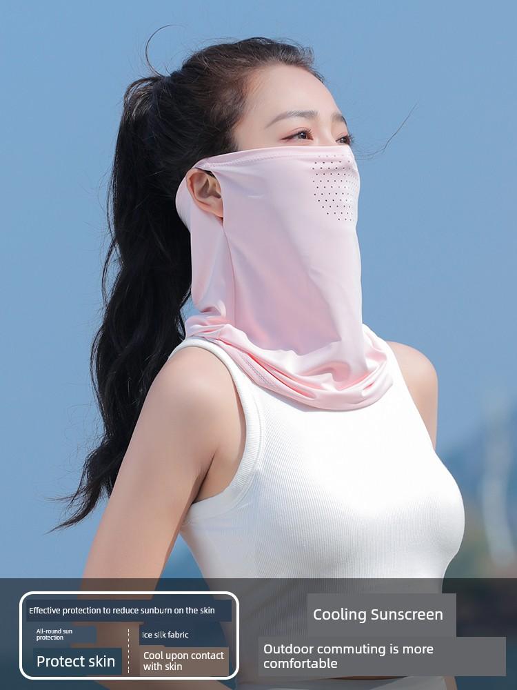 Summer Sun Protection Mask, Ear-Hanging Cycling Face Mask, Neck Gaiter, Ice Silk Headscarf, Men's and Women's Outdoor Sports Fishing