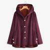Plus Size Women Winter Warm Solid Button Pockets Thicker Hooded Coat Outwear