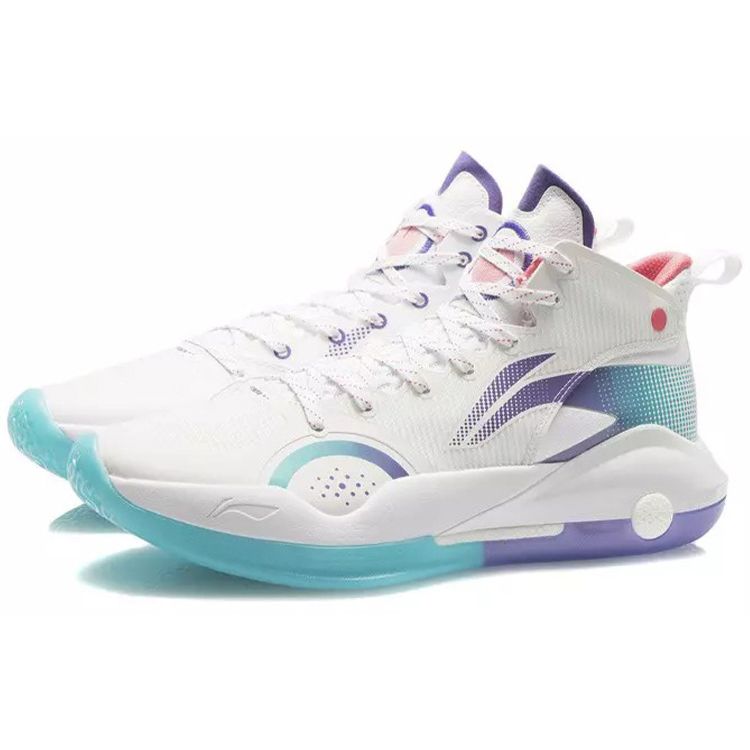 Li-Ning Yushuai 15 Белые Фиолетовые Бирюзовые Мужские Кроссовки Стандартно-Белые ABAR043-1