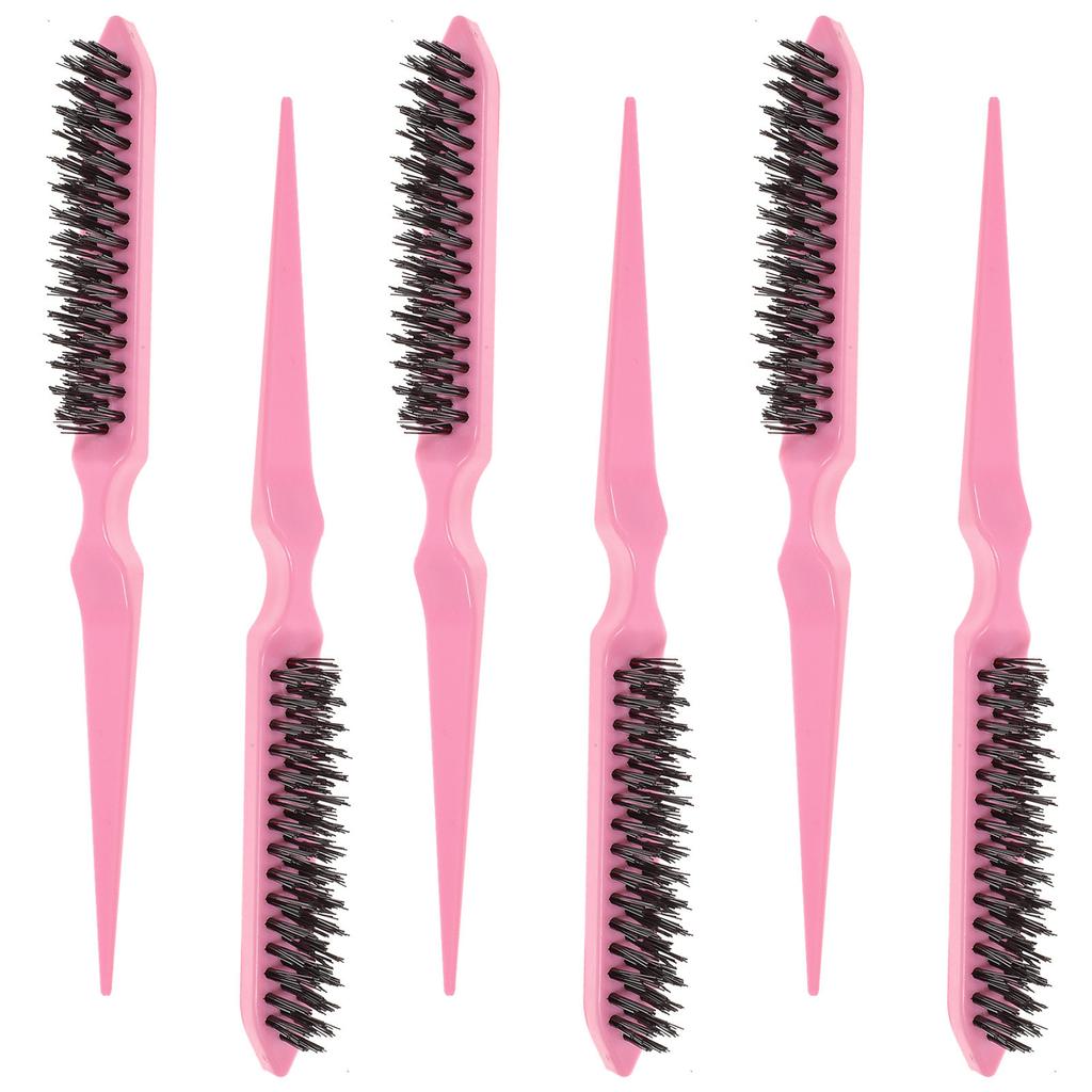 6Pcs Three Row Teasing Hair Brush for Volume Boost Ergonomic Design Gentle Detangling Salon Professional Home Travel Use Hair