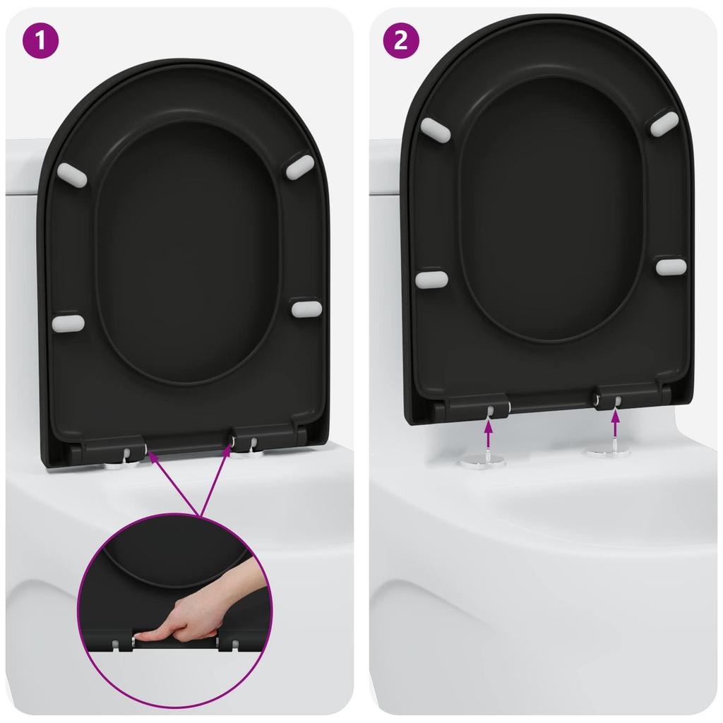 Toilet Seat Black 49 x 36 x 4 cm Duroplast