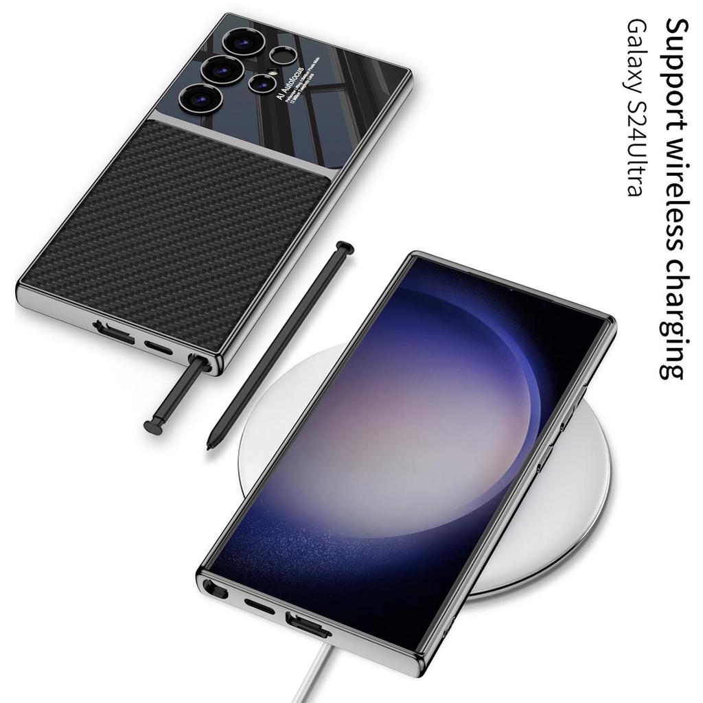 Кожаный чехол для телефона Samsung S24 - Универсальный для S24, S24+ и S24 Ultra, Гальванизированный Однотонный Защитный Чехол