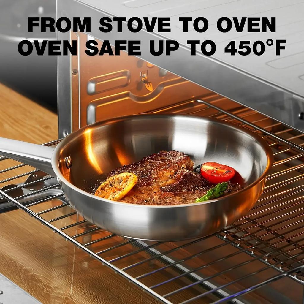 Сковорода Wok из нержавеющей стали 304, 10 дюймов, 26 см, стальная сковорода, профессиональные сковороды для приготовления пищи, кастрюля для готовки