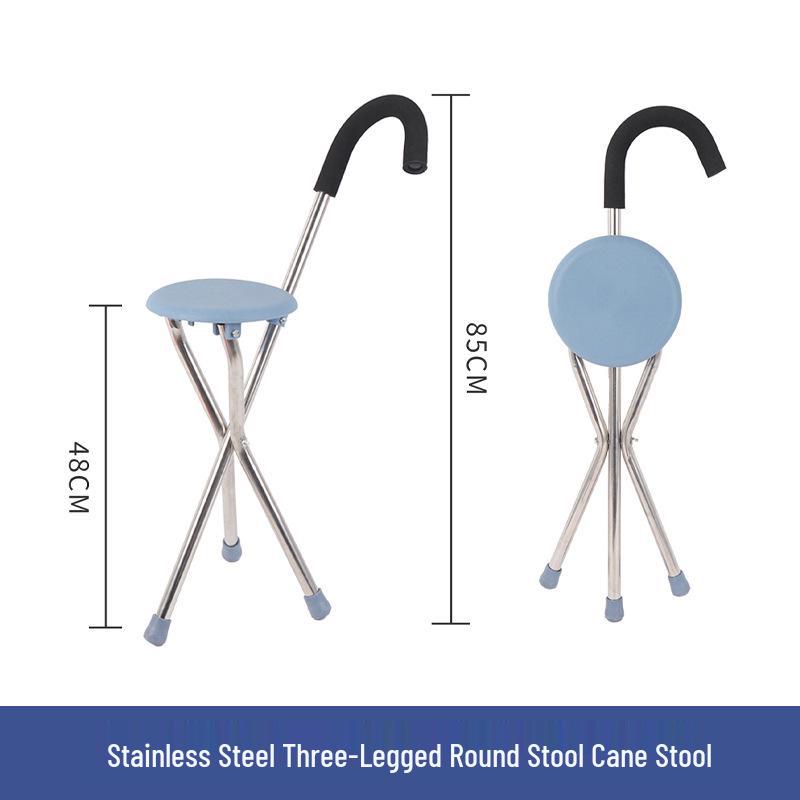 Tri-Fold Walking Cane Stool with Non-Slip Grip for Elderly & Disabled - Mountain Climbing Support